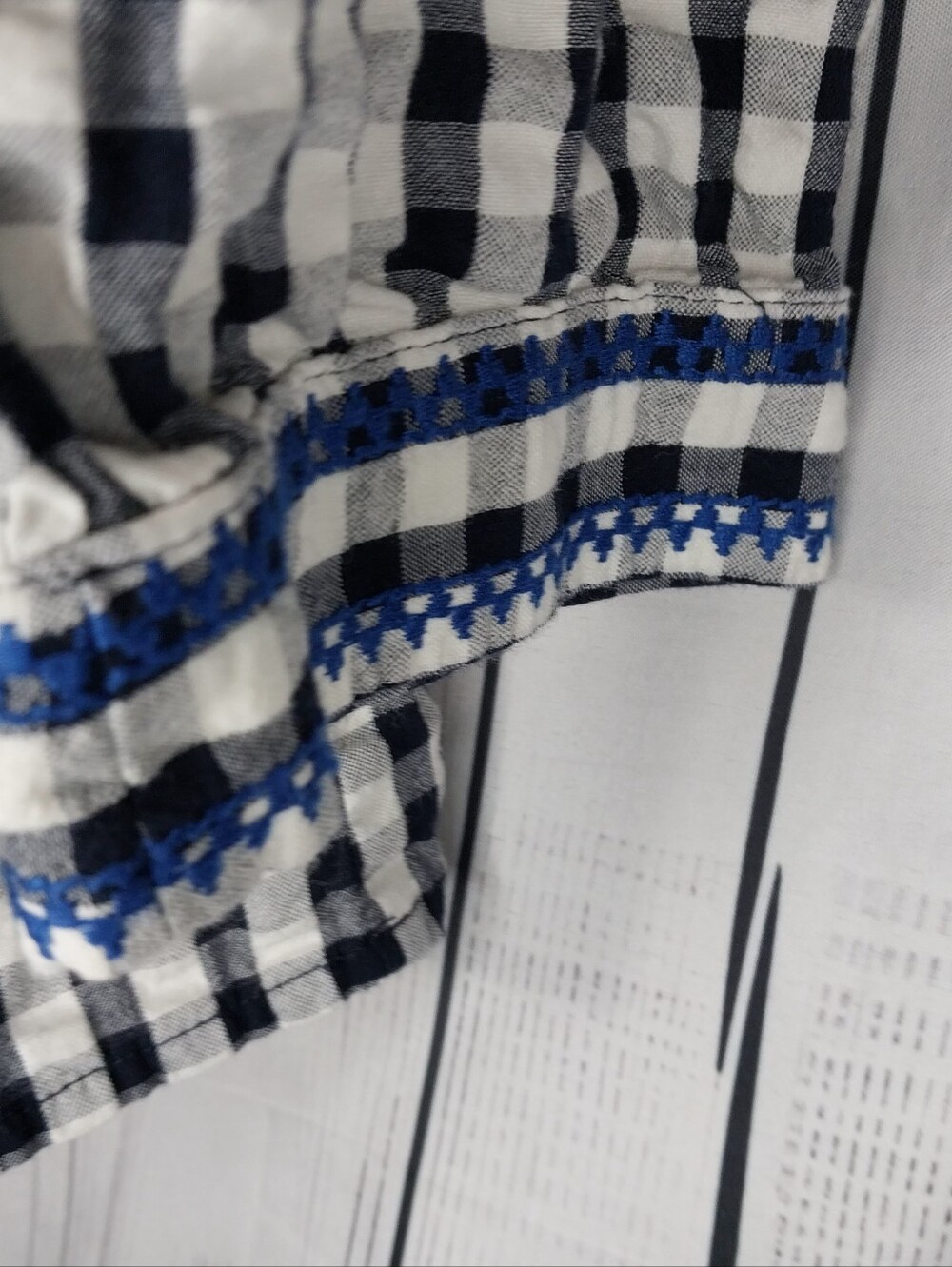 J.Crew Factory Long Sleeve Embroidered Preppy Chic Gingham Relaxed Peasant Top - Picture 4 of 10